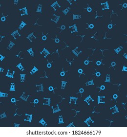 Colocar la Puerta de Japón, el collar de la Estrella de David en cadena, la cruz cristiana y el escenario o tribuna en un patrón ininterrumpido. Vector.