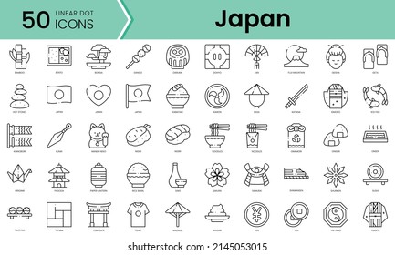 Set of japan icons. Line art style icons bundle. vector illustration