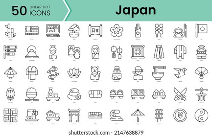 Set of japan icons. Line art style icons bundle. vector illustration