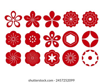 set of Japan Japanese element flower pattern blossom beautiful nature plant ornament design decoration style