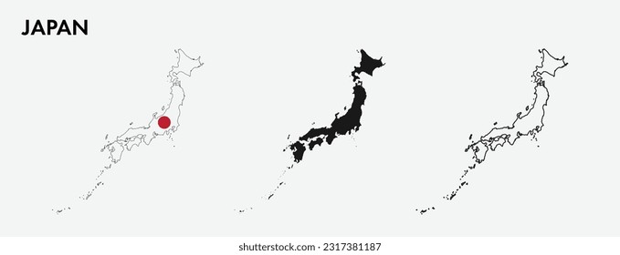 Set of Japan map isolated on white background, vector illustration design