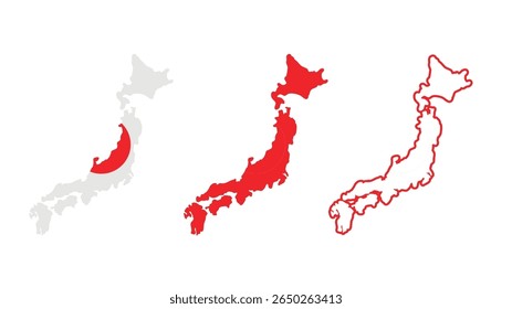 Set of japan map isolated on white background, vector illustration design