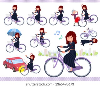 A set of japan school girl riding a city cycle.There are actions on manners and troubles.It's vector art so it's easy to edit.
