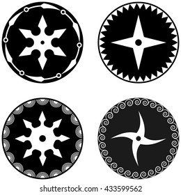 Set of japan weapon icon. Logo with ninja shuriken vector illustration