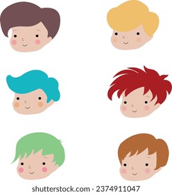 Set of Japanese character boys 6 pieces simple art
