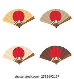 Set with japanese or chinese fans traditional on white background collection vector illustration 