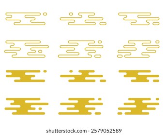 Set of Japanese and chinese style clouds. traditional oriental design element, tribal decorative