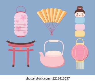set of Japanese Culture include lantern