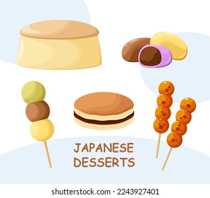 A set of Japanese desserts. Asian cuisine.
