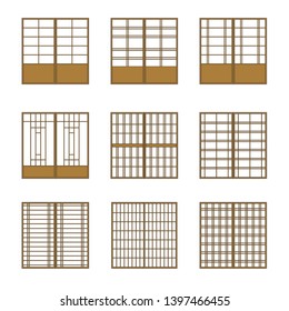 Set Of Japanese Door, Vector