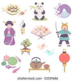 Set of japanese elements.Vector illustration