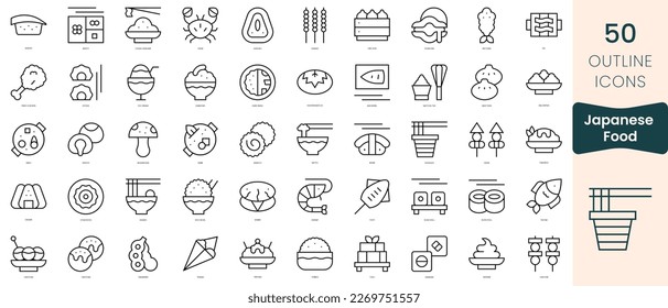 Set of japanese food icons. Thin linear style icons Pack. Vector Illustration