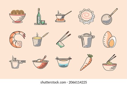 set of japanese food, ramen