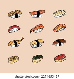 Set of Japanese food sushi