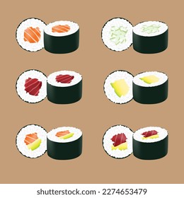 Set of Japanese food sushi