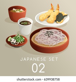 Set of Japanese Food : Vector Illustration