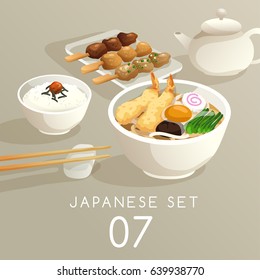 Set of Japanese Food : Vector Illustration