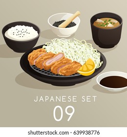 Set of Japanese Food : Vector Illustration