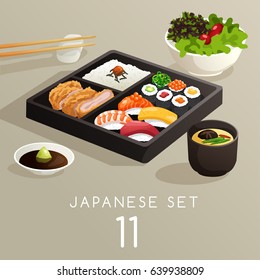 Set of Japanese Food : Vector Illustration