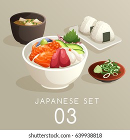 Set of Japanese Food : Vector Illustration