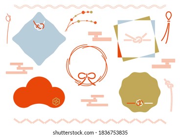 It is a set of Japanese frame and design material. Vector image.