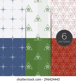 Set of Japanese geometric seamless pattern design texture. Vector Background