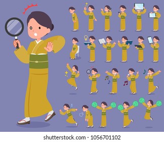 A set of japanese kimono women with digital equipment such as smartphones.
There are actions that express emotions.
It's vector art so it's easy to edit.