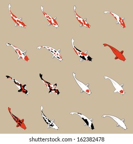 Set of Japanese koi carp