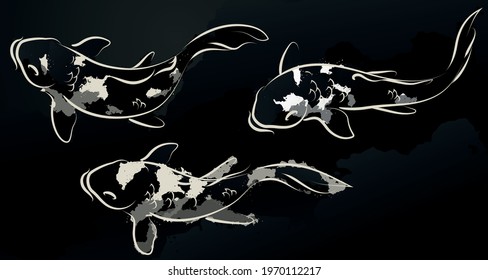 Set of Japanese koi. Vector illustration.