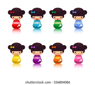 Set of Japanese Kokeshi Dolls