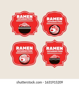 Set of Japanese noodles or Ramen logo, badges, banners, labels, emblem for Asian food restaurant - Vector illustration