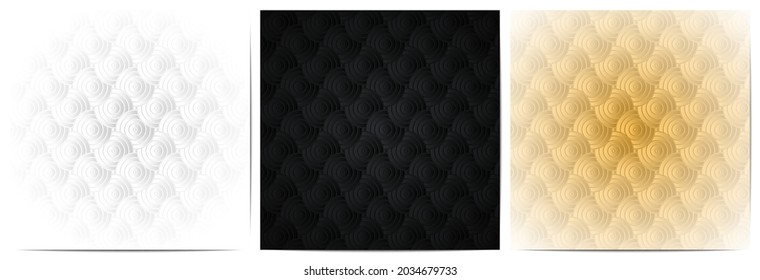 Conjunto de patrones japoneses superpuestos.Lujo de fondo tradicional con blanco, negro y oro