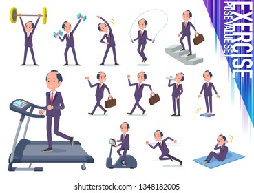 A set of japanese samurai businessman on exercise and sports.There are various actions to move the body healthy.It's vector art so it's easy to edit.
