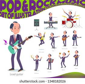 A set of japanese samurai businessman playing rock 'n' roll and pop music.There are also various instruments such as ukulele and tambourine.It's vector art so it's easy to edit.
