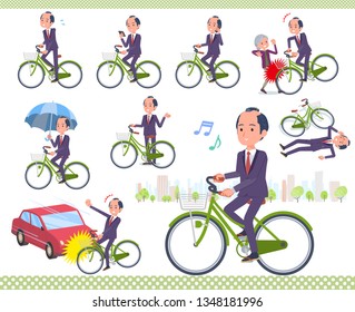 A set of japanese samurai businessman riding a city cycle.There are actions on manners and troubles.It's vector art so it's easy to edit.
