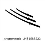 Set of japanese samurai sword silhouette vector illustration on white background