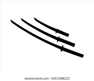 Set of japanese samurai sword silhouette vector illustration on white background