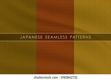 Set von japanischen nahtlosen Mustern traditionell mit Seidengewebe Textur. Hintergrunddesign für Dekoration, Tapeten, Kleidung, Kimono.Vektorgrafik.Eps10
