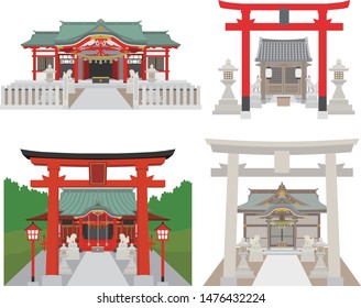 
A set of Japanese shrines and Inari shrines