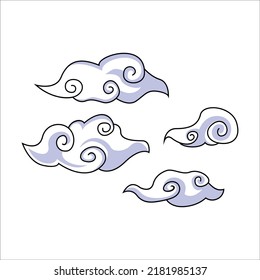 set of Japanese style cloud. Asian element decorative vector illustration