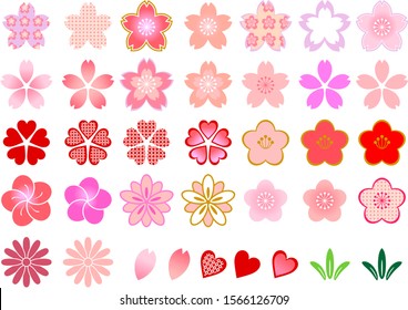 Set of Japanese style flower icons