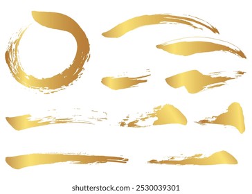 Set of Japanese style materials with brush strokes, strokes