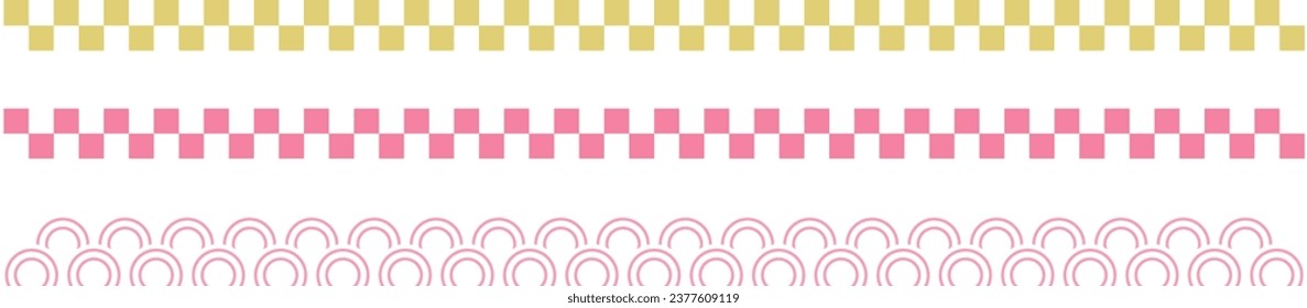 Set of Japanese style pattern border. Vector illustration isolated on white background.