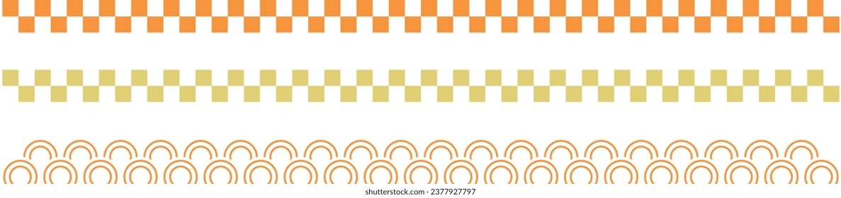 Set of Japanese style pattern border. Vector illustration isolated on white background.