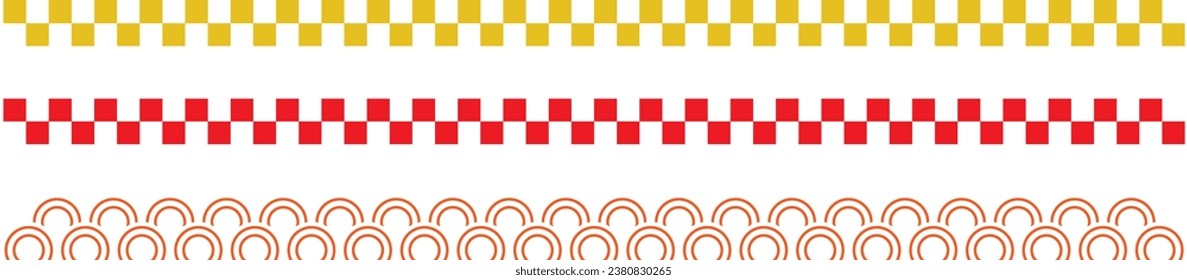 Set of Japanese style pattern border. Vector illustration isolated on white background.