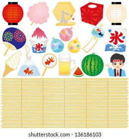 Set of Japanese summer festival illustrations.