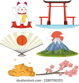 Set of Japanese symbol illustration