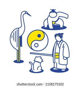 Set with Japanese Symbols