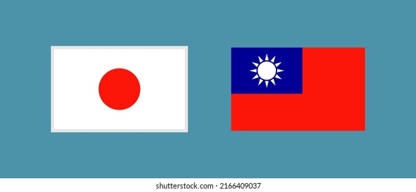 Set of Japanese and Taiwanese flags. Vector.