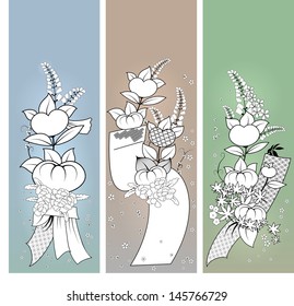 Set  of Japanese vector vertical banners. Autumn design.